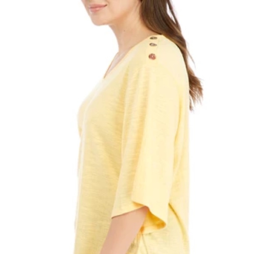 John Paul Richard Solid Button Shoulder Top - image 6